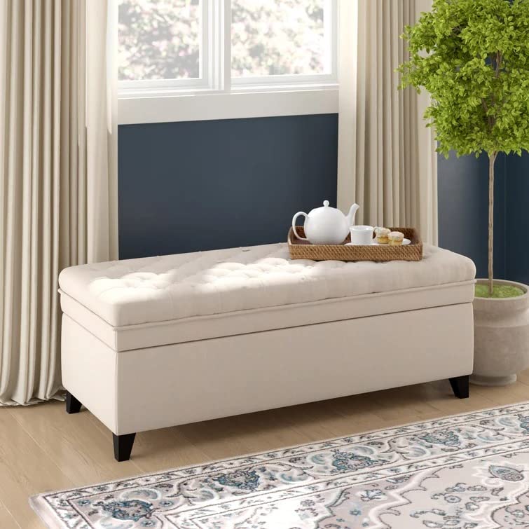 Delfina 2 Seater Fabric Storage Ottoman Bench Sette Pouffe Puffy for Foot Rest - Torque India